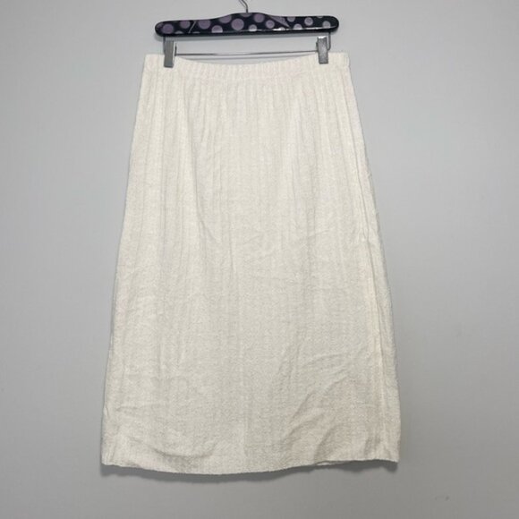 White Ribbed Knit Midi Skirt Size Medium - Picture 1 of 4